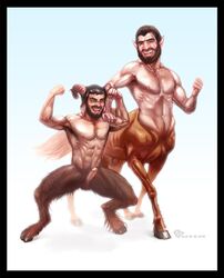 beard boner butch_mclogic butchmclogic centaur erection facial_hair humanoid male male_only muscles penis satyr taur