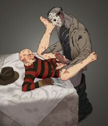 2boys boner cum erection freddy_krueger friday_the_13th frottage gay horror jason_voorhees male male_only nightmare_on_elm_street nr_(nyuro) penis size_difference yaoi