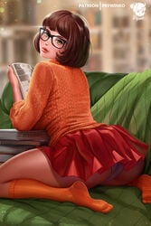 1girls ass big_ass female female_only glass hanna-barbera large_ass looking_at_viewer looking_back panties prywinko scooby-doo skirt solo solo_female upskirt velma_dinkley