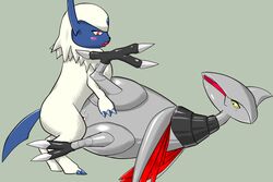 1boy 1girls absol apc_(artist) avian blush bodily_fluids canine cloaca cloacal_penetration cum cum_inside duo erection female feral genital_fluids larger_female male nintendo penetration penis pokémon_(species) pokemon pokemon_(species) pokemon_gsc pokemon_rse sex simple_background size_difference skarmory smaller_male video_games wide_hips wings