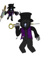 1boy artist_signature balls beak black_hat black_hood black_skin black_sleeves bottomless half_naked hood hood_up male male_only needle noobstruck penis penis_out purple_vest raven_(bird) roblox roblox_avatar simple_background solo solo_male standing top_hat vest white_background