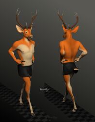 3d animated anthro beastmilk cervine crossdressing deer flaccid male male_only mammal penis skirt solo topless