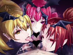1boy 3girls bad_end_happy bad_end_peace bad_end_precure bad_end_sunny bedroom_eyes blowjob censored clothing collaborative_fellatio cum cum_on_face dark_magical_girl dark_persona fellatio gloves group harem licking_penis magical_girl multiple_girls nishi_tagame oral_sex precure pretty_cure pubic_hair smile_precure teamwork tongue_out