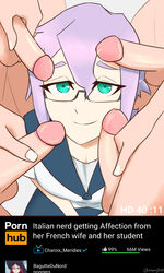 bukkake croix_meridies female glasses little_witch_academia male moe_grenadier multiple_penises oksandio penis penis_on_cheek surrounded_by_penises