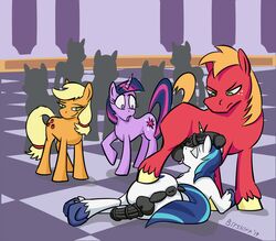 anus applejack_(mlp) ball_worship big_macintosh_(mlp) bitshift crowd fellatio friendship_is_magic furry group male male/male my_little_pony oral penile penis public sex shining_armor_(mlp) straight_hair twilight_sparkle_(mlp)