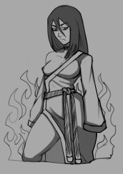 1girls avatar_legends avatar_the_last_airbender azula breasts female fire_nation frank_draws monochrome robe solo solo_female solo_focus