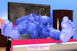 3d 3d_(artwork) anthro balls bara beast_(x-men) big_penis blue_body blue_skin boner cum erection feet furry hank_mccoy lying_on_back male male_only marvel marvel_comics masturbation muscles muscular nude orgasm penis snarlthewerewolf solo solo_male x-men