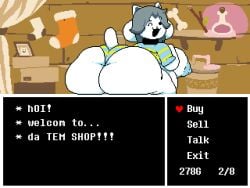 1girls 2d accurate_art_style big_ass big_breasts breasts bubble_butt caption chip_at_night color edit english_text fake_screenshot female female_only gameplay_mechanics huge_ass pixel_art pixelated shirt shop solo sprite sprite_art sprite_edit striped_shirt tagme talking talking_to_viewer temmie_(undertale) text thick_thighs undertale undertale_(series) wide_hips