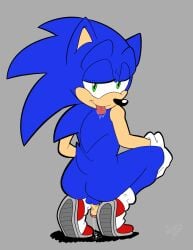 absurd_res anthro balls blue_fur bodily_fluids crouching dripping eulipotyphlan genital_fluids genitals hedgehog hi_res male mammal penis precum precum_drip sega shadydaone solo solo_focus sonic_(series) sonic_the_hedgehog sonic_the_hedgehog_(series) teasing tongue tongue_out