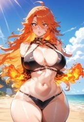 ai_generated big_ass big_breasts big_butt busty curvy curvy_figure genshin_impact hoyoverse looking_at_viewer mavuika_(genshin_impact) voluptuous voluptuous_female