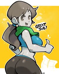 1girls ass ass_focus back back_view black_hair breasts curvy gym_clothes gym_shorts legendofnerd nintendo solo thighs wide_hips wii_fit wii_fit_trainer