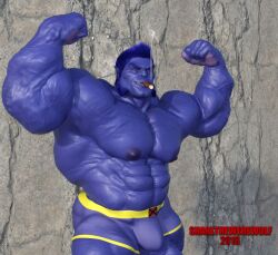 3d 3d_(artwork) anthro balls bara beast_(x-men) big_penis blue_body blue_skinned_male bulge cigar flaccid flexing furry hank_mccoy male male_only marvel marvel_comics muscles muscular penis snarlthewerewolf solo solo_male underwear x-men