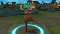 2girls 3d animated armor big_breasts black_body black_hair dark-skinned_female dark_skin female gold grandmastersurgeon karma_(league_of_legends) league_of_legends leona_(league_of_legends) mod mp4 naked nude nude_female red_hair shield sound sword tagme video