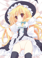 blonde_hair censored hat long_hair marisa_kirisame no_panties p19 pussy red_eyes thighhighs touhou witch_hat