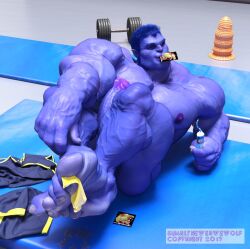 3d 3d_(artwork) anthro balls bara beast_(x-men) big_penis blue_body blue_skin blue_skinned_male boner erection furry hank_mccoy male male_only marvel marvel_comics muscles muscular nude penis snarlthewerewolf solo solo_male x-men