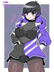 1girls bandai_namco big_breasts blush cleavage female female_only heart light-skinned_female light_skin nancho reina_mishima short_hair tekken tekken_8 thick_thighs