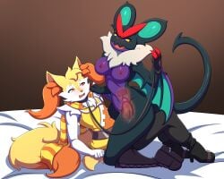 absurd_res aljune_art anthro braixen duo female generation_6_pokemon hi_res male male/female nintendo pokemon pokemon_(species)