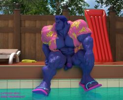 3d 3d_(artwork) anthro balls bara beast_(x-men) big_penis blue_body blue_skinned_male boner bottomless erection furry hank_mccoy male male_only marvel marvel_comics muscles muscular open_shirt pantsless penis shirt sitting snarlthewerewolf solo solo_male x-men