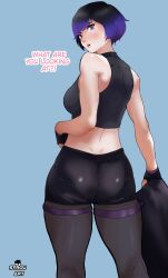 1girls bandai_namco big_ass bubble_butt female female_only fully_clothed looking_back reina_mishima solo syroureaper talking_to_viewer tekken tekken_8 thick_thighs