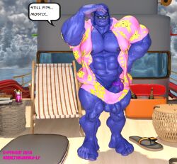 3d 3d_(artwork) anthro balls bara beast_(x-men) big_penis blue_body blue_skin blue_skinned_male boner erection furry glasses hank_mccoy male male_only marvel marvel_comics muscles muscular penis snarlthewerewolf solo solo_male speech_bubble x-men