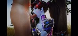 1boy 1girls 3d animated ball_fondling ball_grab blowjob female functionally_nude functionally_nude_female male male/female mp4 naked no_sound nude nude_male outdoor overwatch overwatch_2 sloppy tagme video widowmaker