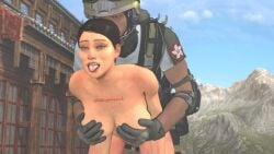 4k asian asian_female asian_male black_hair breast_grab breasts clothed_male_nude_female from_behind gear helmet hi_res high_resolution highres lesion_(rainbow_six) military rainbow_six rainbow_six_siege sfmsnipecomanche short_hair short_hair_female source_filmmaker tongue tongue_out w33w33 ying_(rainbow_six)