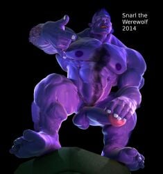 3d 3d_(artwork) anthro balls bara beast_(x-men) big_penis blue_body blue_skin boner erection furry hank_mccoy male male_only marvel marvel_comics muscles muscular nude penis snarlthewerewolf solo solo_male x-men