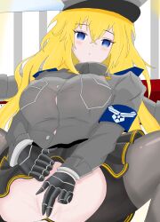 blonde_hair military_uniform skirt_lift tagme usaf