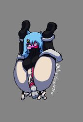 aqua_hair big_ass big_boobs big_breast big_butt black_gloves black_socks clovedex_(artist) faker_ghl fakerghl friday_night_funkin friday_night_funkin_mod lilac_eyes long_tongue panties sky_(friday_night_funkin) skyverse snake_tongue