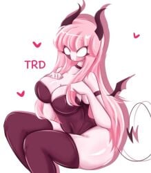 1girls big_breasts demon_girl demon_horns demon_tail female_only friday_night_funkin sarvente_(dokki.doodlez) solo_female solo_focus tagme thick_thighs thighhighs trd-yo white_background