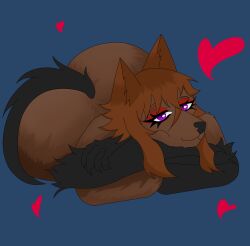 amiri(windlessair) amiri_(windlessair_) ass_up big_ass big_breasts black_tail brown_fur brown_hair eyeliner furry furry_ears furry_female furry_tail laying_on_ground laying_on_stomach loving_gaze oc purple_eyes simple_background windlessair_