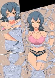 bondage breasts crop_top gym_leader light-skinned_female light_skin pink_crop_top pokemon pokemon_hgss pokemon_rgby sabrina_(pokemon) sabrina_(pokemon_hgss) spider_web thighs