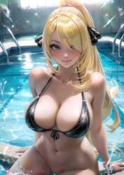 axsens breasts cynthia_(pokemon) female hi_res pokemon solo tagme