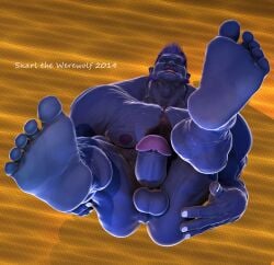 3d 3d_(artwork) anthro balls bara beast_(x-men) big_penis blue_body blue_skin boner erection feet furry hank_mccoy legs_up male male_only marvel marvel_comics muscles muscular nude penis snarlthewerewolf solo solo_male x-men