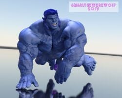 3d 3d_(artwork) anthro balls bara beast_(x-men) big_penis blue_body blue_skin boner erection furry hank_mccoy male male_only marvel marvel_comics muscles muscular nude penis snarlthewerewolf solo solo_male x-men