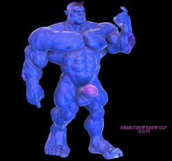 3d 3d_(artwork) anthro balls bara beast_(x-men) big_penis blue_body blue_skin boner erection furry hank_mccoy male male_only marvel marvel_comics muscles muscular nude penis snarlthewerewolf solo solo_male x-men