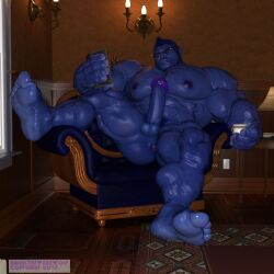 3d 3d_(artwork) anthro balls bara beast_(x-men) big_penis blue_body blue_skin boner erection furry glasses hank_mccoy male male_only marvel marvel_comics muscles muscular penis sitting snarlthewerewolf solo solo_male spread_legs x-men