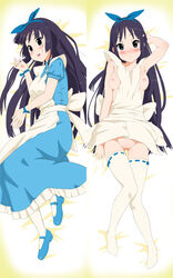 alice_in_wonderland alice_liddell_(cosplay) black_eyes black_hair blush breasts breasts_out cosplay dakimakura dress female female_only hairband human human_only k-on! mary_janes milestone_post mio_akiyama_(k-on!) mugi nipples pointy_chin public_domain pussy shoes solo thighhighs uncensored wakana_daifuku_&_ururun