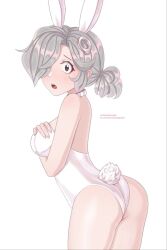 ass blush brawl_stars colette_(brawl_stars) embarrassed leotard orexovayapasta_(artist) short_hair white_hair