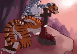 anthro baroque_(artist) blood bodily_fluids bound breasts chopping_block death decapitation dreamworks execution executioner executioner_(male) felid female female_death genitals gore guro kung_fu_panda legs_tied male mammal master_tigress nipples nude pantherine pussy snow_leopard snuff tiger wrists_tied