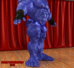 3d 3d_(artwork) anthro balls bara beast_(x-men) blue_body blue_skin bulge fingerless_gloves furry gloves hank_mccoy male male_only marvel marvel_comics muscles muscular penis snarlthewerewolf solo solo_male x-men