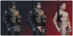 1boy 1human 1male activision artillery asian black_hair brown_eyes call_of_duty call_of_duty_modern_warfare_2_(2022) chinese ckang2021 clothes_on/clothes_off erect_penis erection firearm flaccid flaccid_cock flaccid_penis gun handsome hard_on hunk infinity_ward lean_body lean_muscle male male_focus male_only muscles muscular muscular_male pubic_hair soldier solo solo_focus solo_male zhiqiang_huang zimo_(modern_warfare_2)