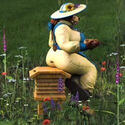 1girls 3d animated anthro bambookat bear bee bees claws female female_only flower furry mp4 sitting solo sound tagme video