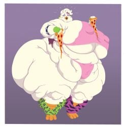 2024 absurd_res avian avian_feet avian_humanoid beak belly belly_overhang big_belly chicken clothing digital_media_(artwork) double_belly fat_arms female five_nights_at_freddy's five_nights_at_freddy's:_security_breach glamrock_chica_(fnaf) hair_ribbon hi_res huge_ass huge_breasts hyper hyper_ass nipple_bulge nipples_visible_through_clothing obese obese_female ripped_clothing scottgames sideboob simple_background simple_shading solo_female steel_wool_studios thick_thighs tight_clothing underboob vixencurie weight_gain