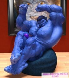 3d 3d_(artwork) anthro balls bara beast_(x-men) big_penis blue_body blue_skin boner erection furry hank_mccoy male male_only marvel marvel_comics muscles muscular nude penis sitting snarlthewerewolf solo solo_male x-men