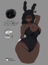 1girls 2023 big_breasts breasts bunnysuit character_name cleavage comet_(cometrr34) cometrr34 dark-skinned_female english_text refernius roblox roblox_avatar robloxian tagme text thick_thighs thighs