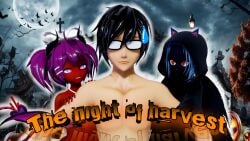 3d 3d_(artwork) 3d_render demon_girl mikumikudance mmd oc red_eyes succubus violet_eyes violet_hair yokudex