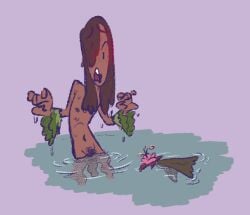 1boy bangs_over_one_eye blush blushing brapplesauce brown_hair brown_skin completely_nude dripping_wet embarrassed embarrassed_naked_male embarrassed_nude_male enm exposed exposed_chest exposed_penis looking_down male male_only naked nude penis pubic_hair wardrobe_malfunction water wet