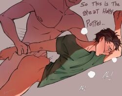 doggy_style dogselection draco_malfoy femboy from_behind gay glasses grabbing_from_behind harry_james_potter harry_potter holding_hands humiliation semi_nude text twink wizarding_world yaoi