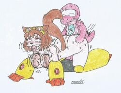 1boy1girl armored_boots beige_body beige_fur beige_nipples big_ass big_breasts blush bouncing_breasts breath_cloud brown_fur brown_hair cat_girl computer_program_(species) dinosaur doggy_style doggy_style_position furry_only gameoverse gauntlets glitch_productions gobbles_(gameoverse) goggles goggles_on_head grabbing_ass grabbing_from_behind kit_(gameoverse) male/female marlon64 naked_boots naked_female naked_gloves pink_body pink_eyes pink_scales rolling_eyes sex_from_behind small_dom_big_sub sweat sweatdrop sweating tie traditional_drawing_(artwork) vaginal_sex videogame_character white_background